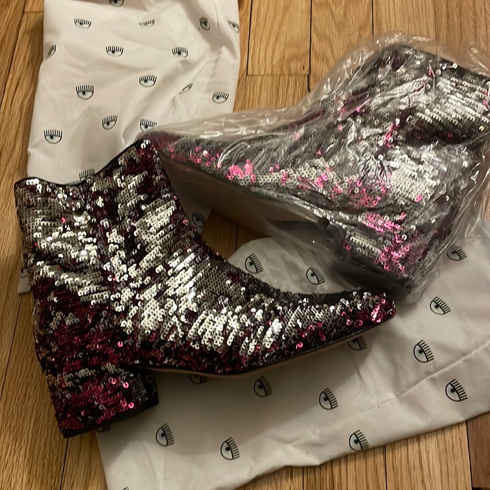 Chiara Ferragni sequin booties never worn